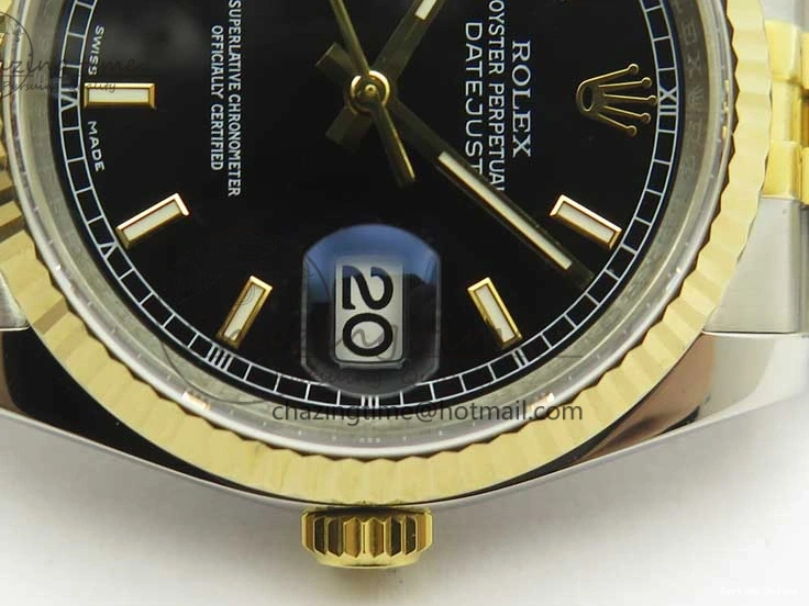 0413 DateJust 36 SS YG 126233 ARF 1:1 Best Edition Black Dial Stick Markers on SS YG Jubilee Bracelet SH ModernLook 3432